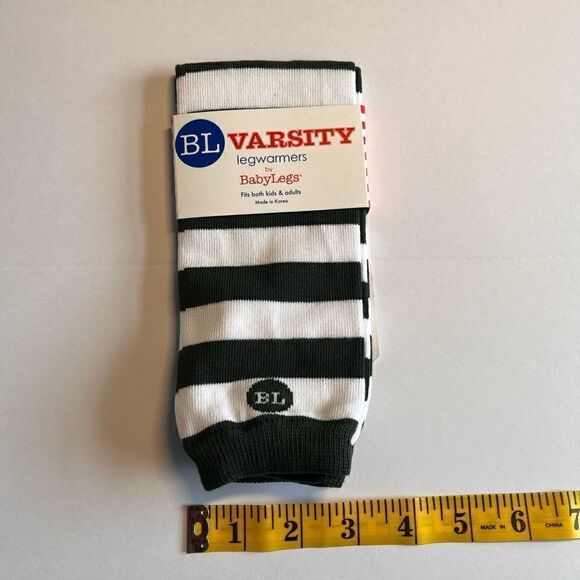 NEW Baby Legs Varsity Legwarmers Forest Green and White Stripes - Picture 4 of 6